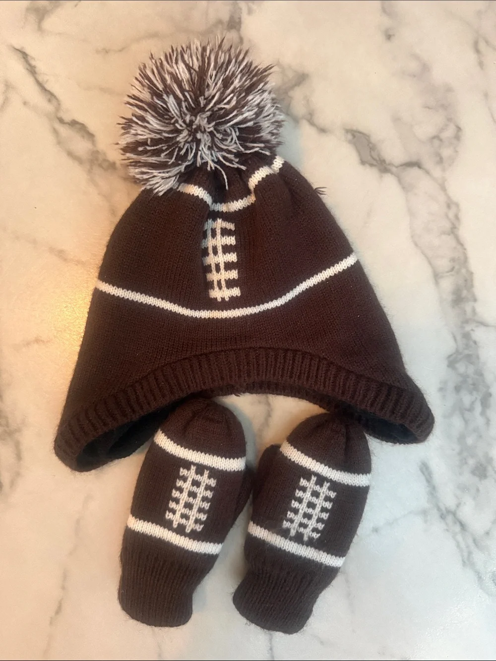 The Children's Place 12-24 Months Football Beanie with Mittens